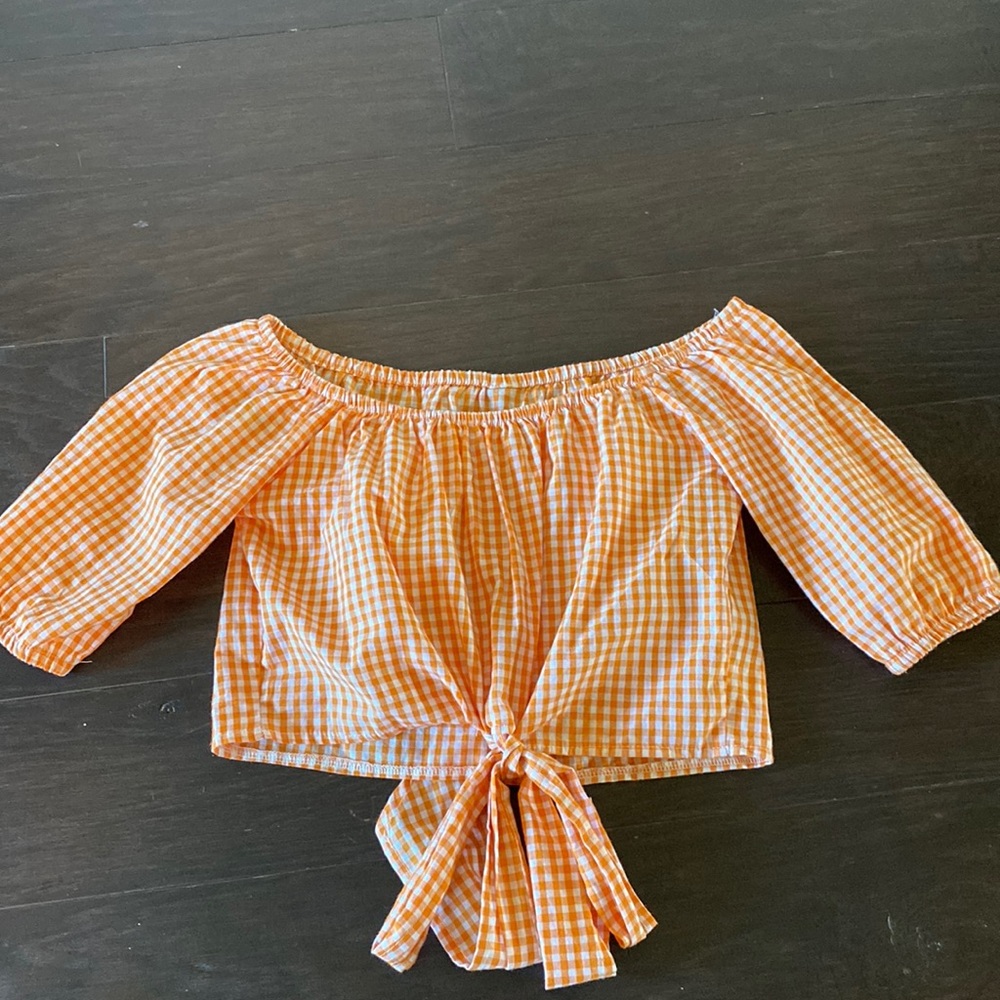 Orange gingham crop top